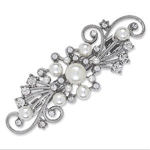 ✅2/$24 🆕 Scunci Jeweled Statement Hair Clip in Silver with Sparkle Flower 1ct